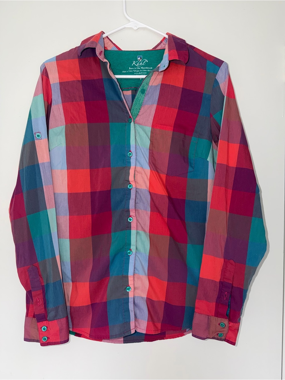 KÜHL Women’s Multicolor Plaid Roll Tab Hiking Shirt Size Small Sample - Picture 2 of 6